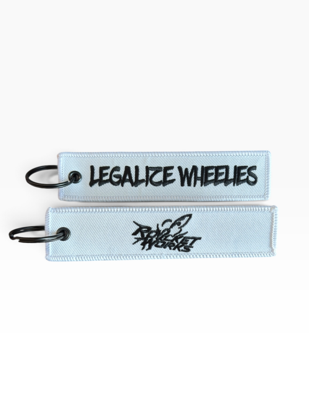 White Legalize Wheelies Keychain