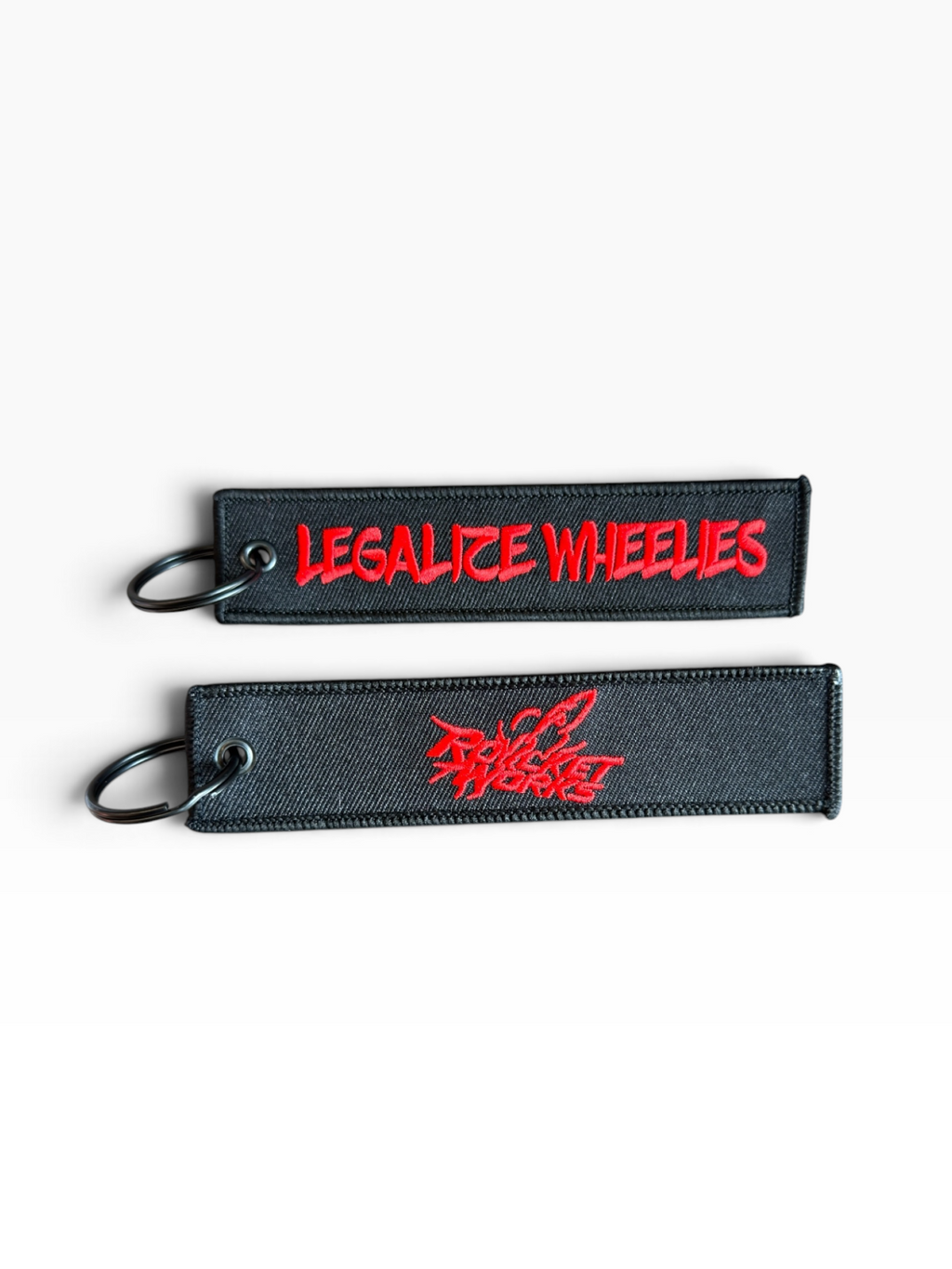 Red Legalize Wheelies Keychain