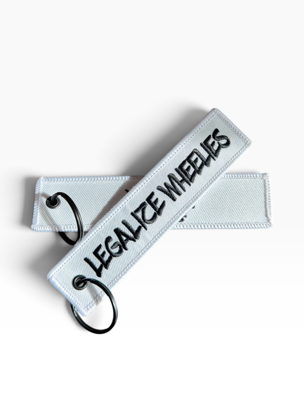 White Legalize Wheelies Keychain