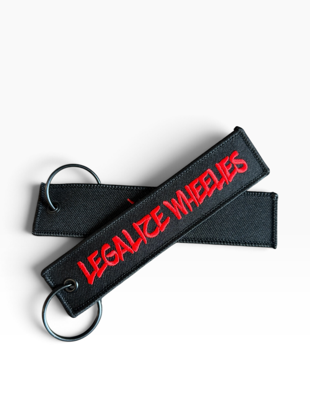 Red Legalize Wheelies Keychain